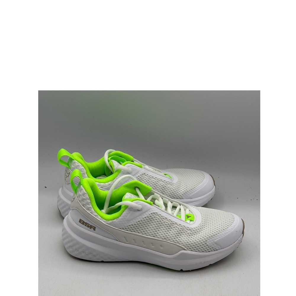 Under Armour Project Rock BSR 5 Shoes Womens Size 7 White Green 3028301-102